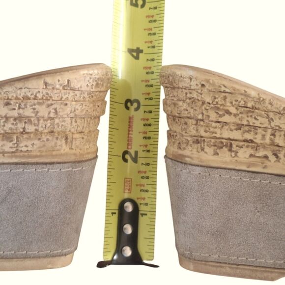 AZURA Italy Cork Wedge Sandals Criss-Cross Slides Finest Italian Leather Cushy - Picture 5 of 16